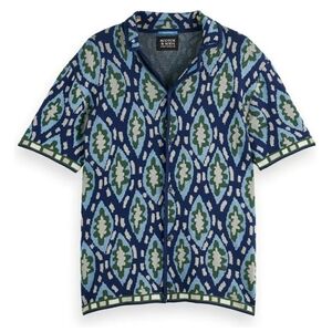 Scotch & Soda Men's Geo Jacquard Knit Button Down Camp Shirt Sz XL